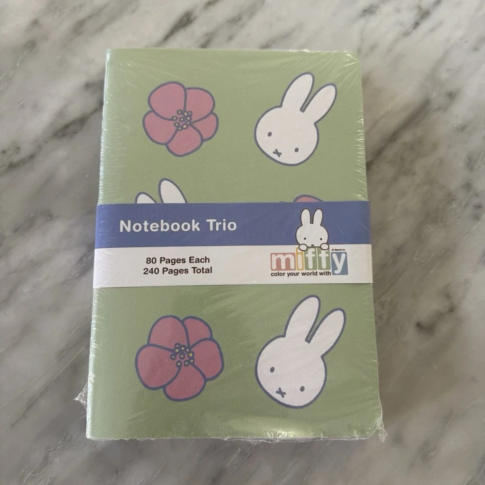 NEW Miffy‎ Green Pink Floral Notebook Trio 3 Pack Journals 80 Lined Pages Each